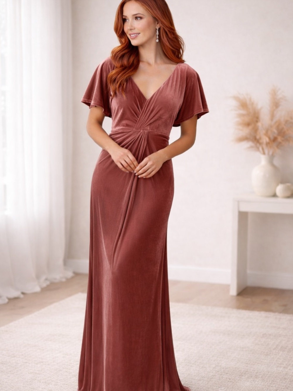 Revelry Gwen Velvet Dress — Dusty Rose